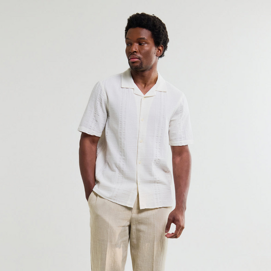Didcot Double-Weave Seersucker Short-Sleeve Shirt - Ecru