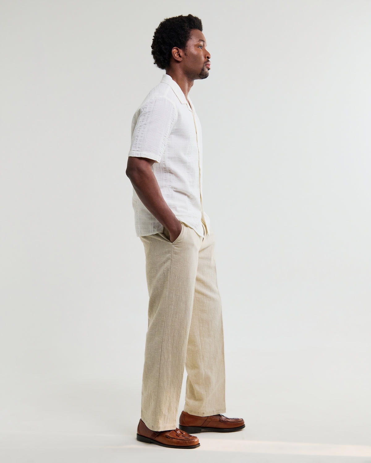 Didcot Double-Weave Seersucker Short-Sleeve Shirt - Ecru