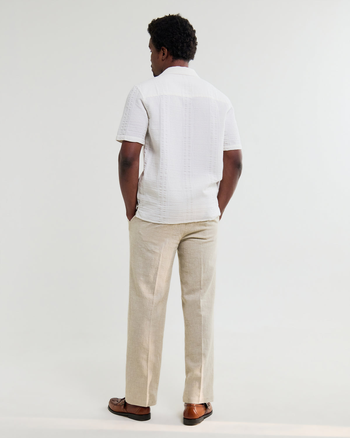 Didcot Double-Weave Seersucker Short-Sleeve Shirt - Ecru
