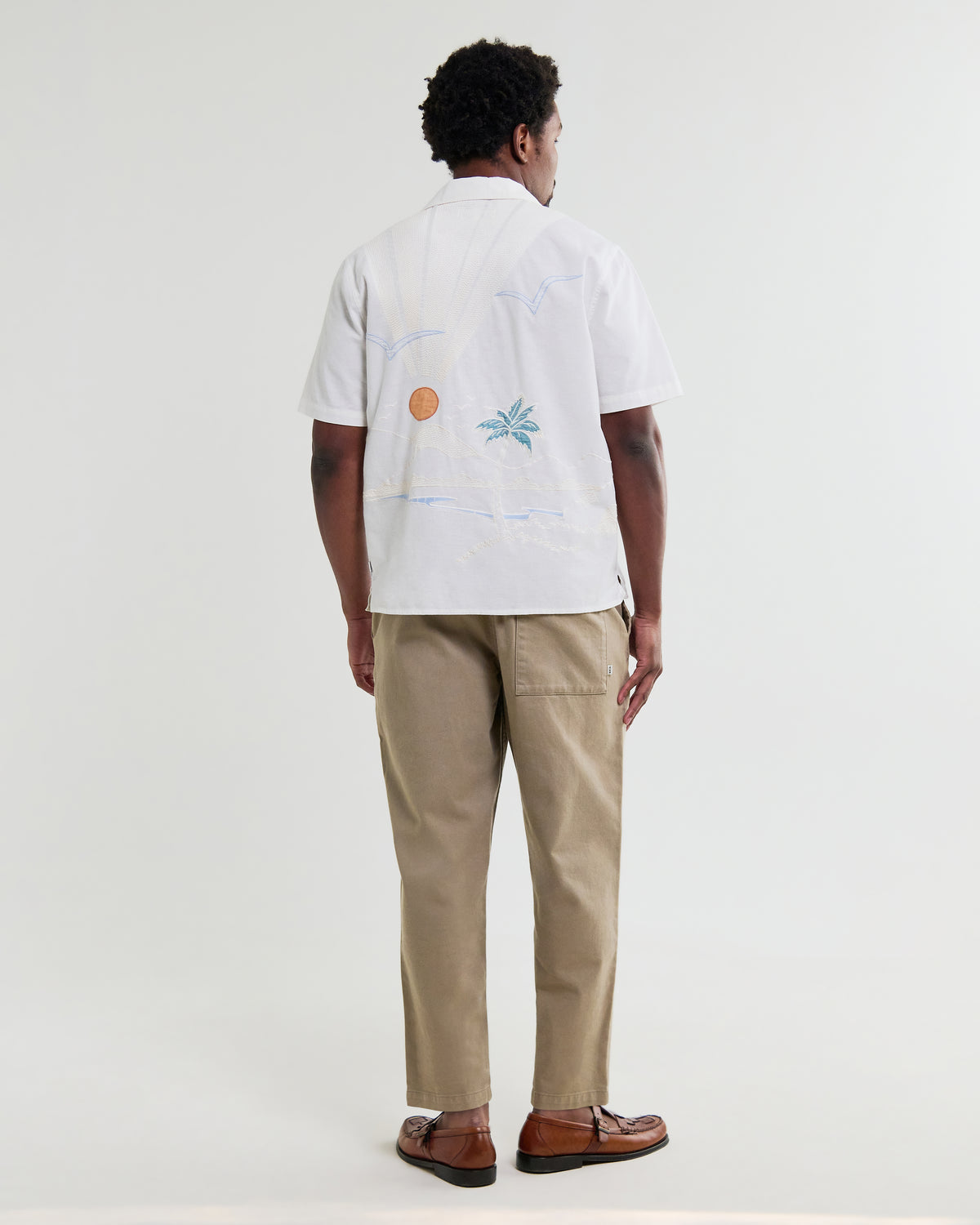 Wax Didcot Embroidered Short-Sleeve Shirt - Ecru