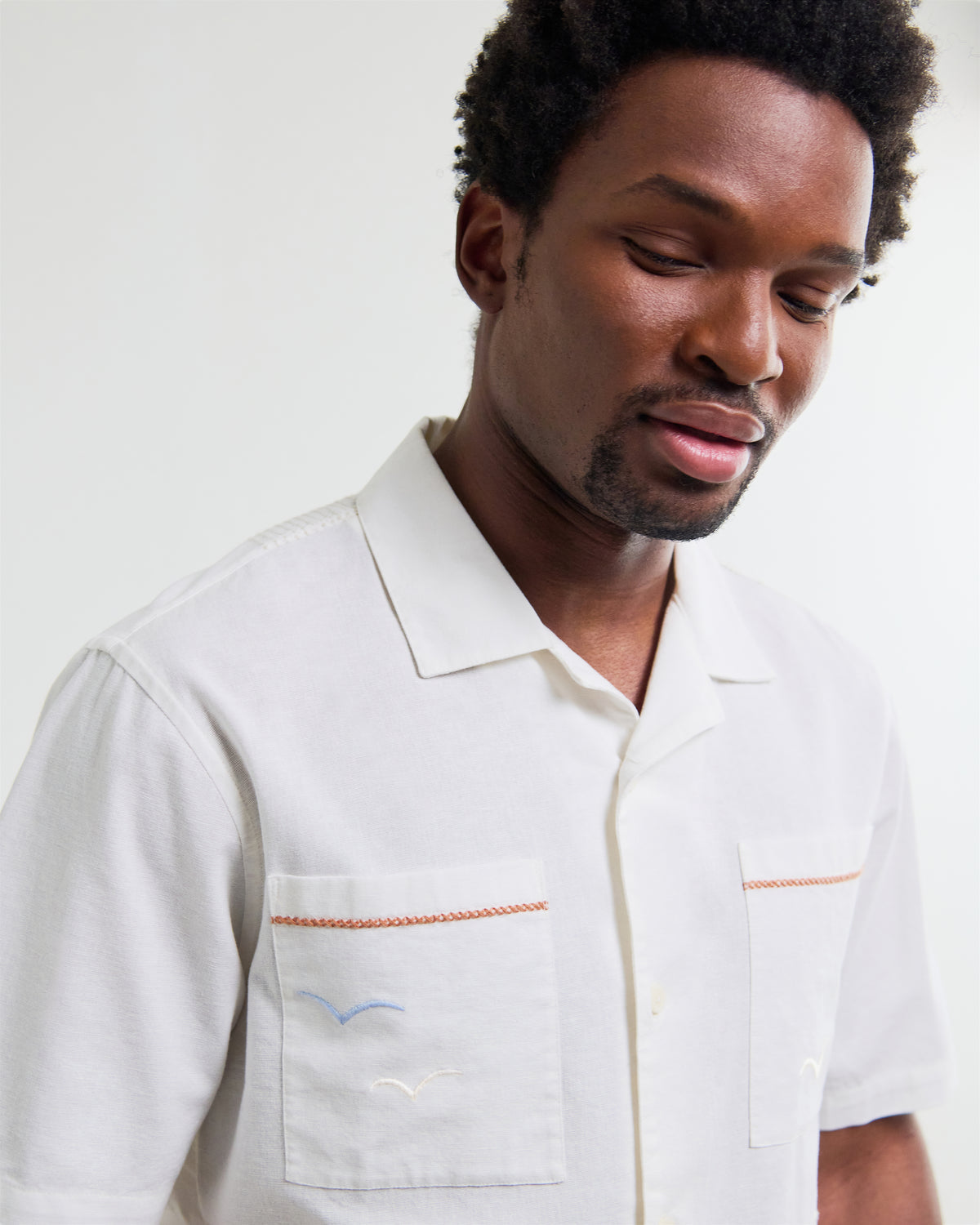 Didcot Embroidered Short-Sleeve Shirt - Ecru