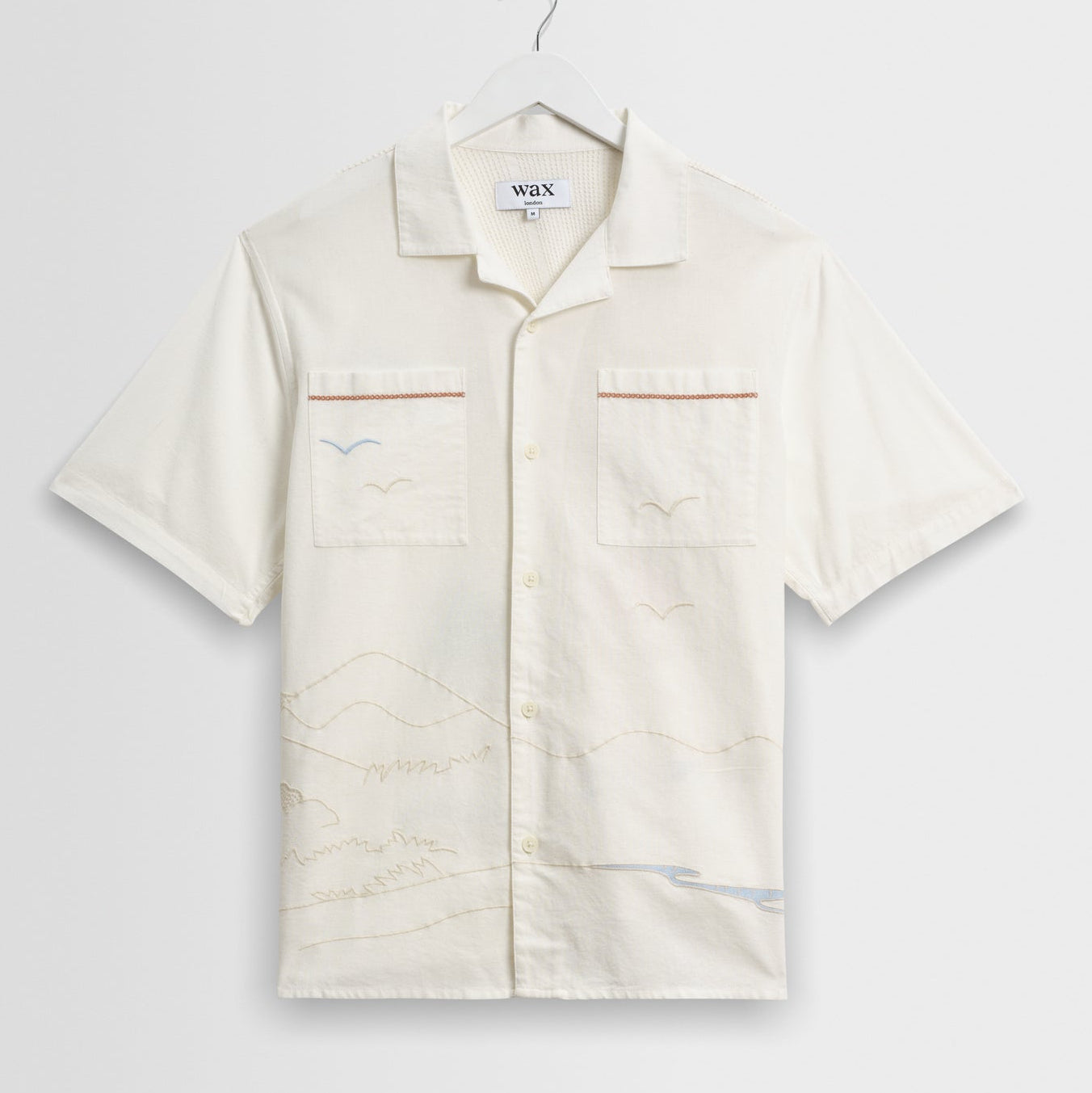 Wax Didcot Embroidered Short-Sleeve Shirt - Ecru