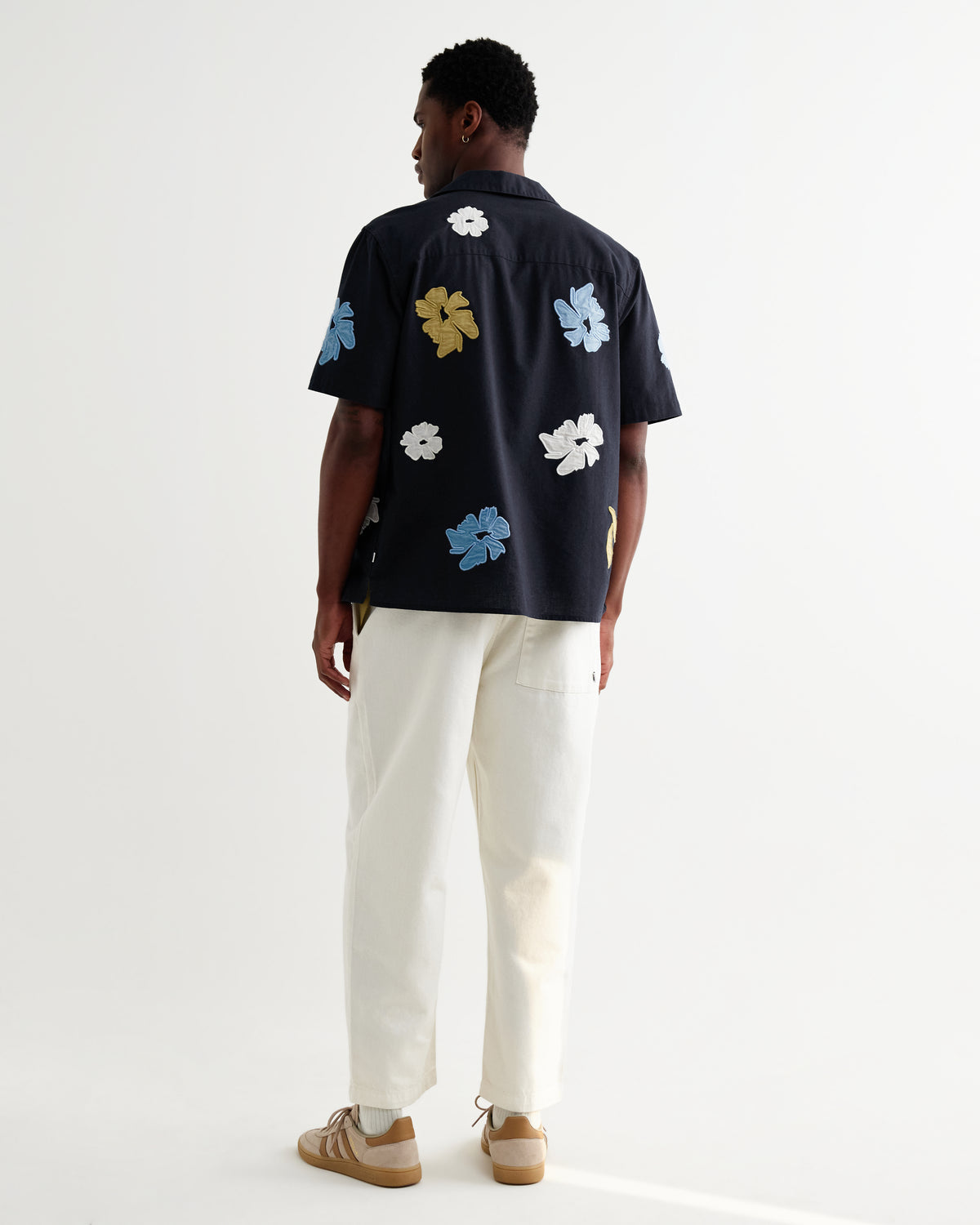 Didcot Floral Applique Short-Sleeve Shirt - Navy / Multicolour