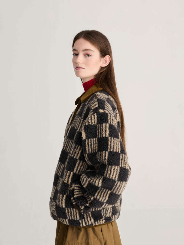 Bobo Almost Moire All Over Sherpa Jacket - Beige