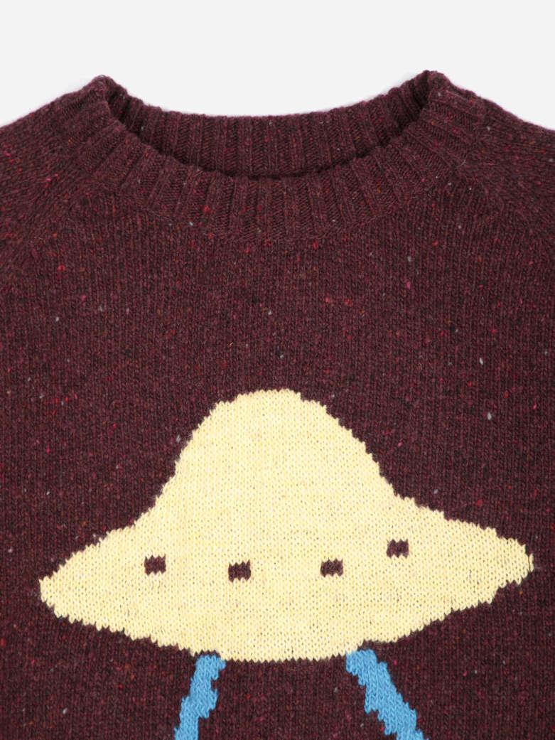 Bobo Pixel Abduction Jacquard Wool Blend Jumper - Burgundy