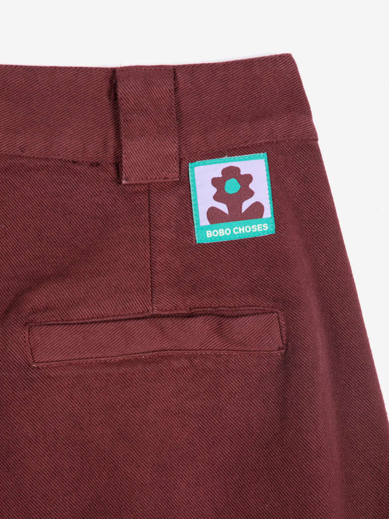 Pleated Twill Wide-Leg Pants - Dark Brown