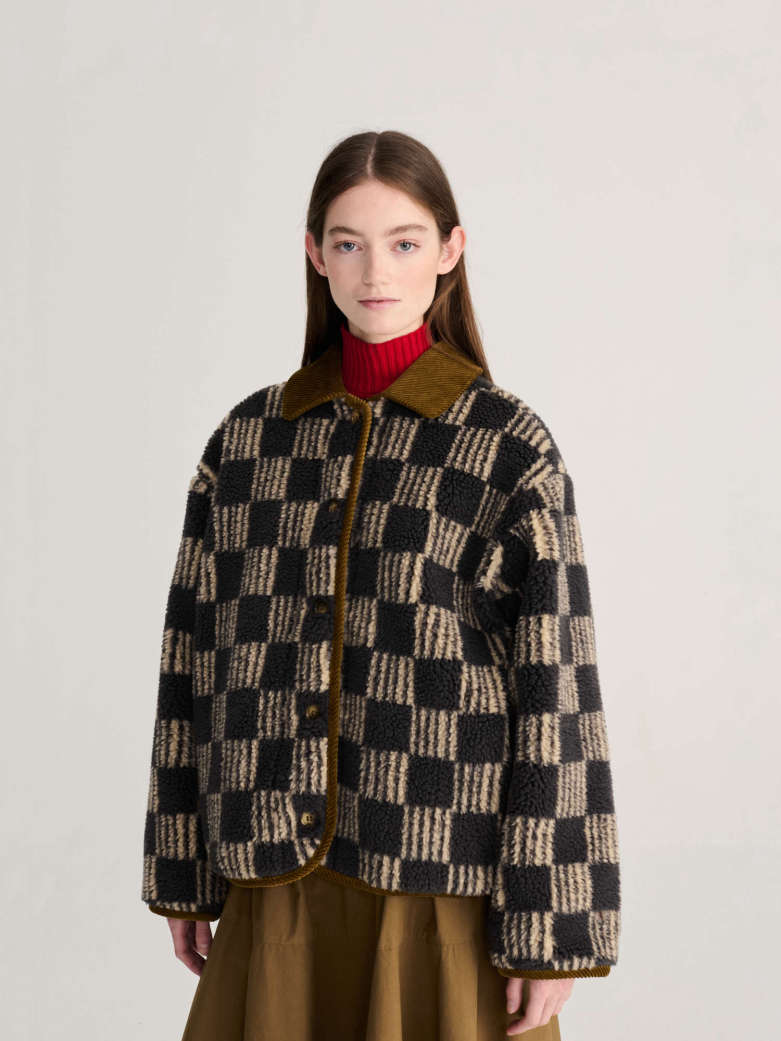 Bobo Almost Moire All Over Sherpa Jacket - Beige