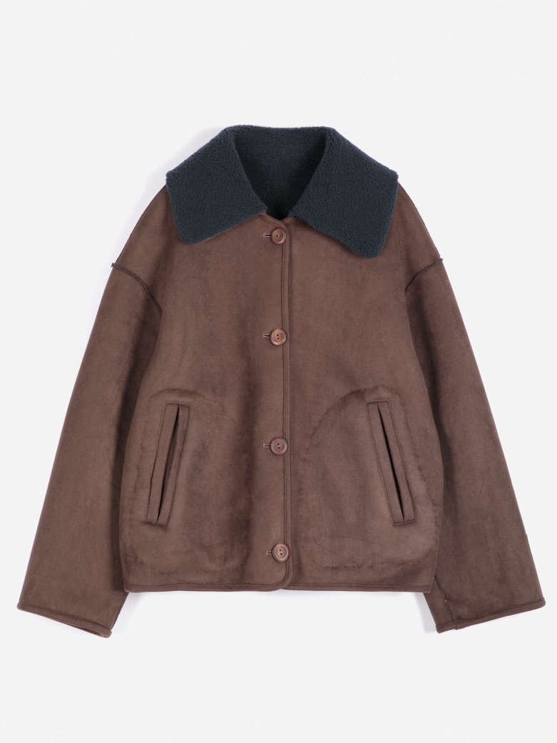 Reversible Soft Sherpa Jacket - Dark Brown