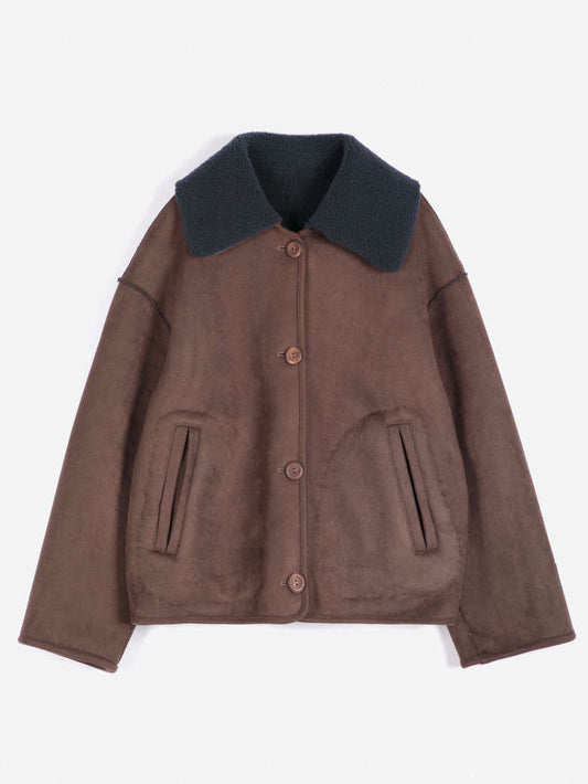 Reversible Soft Sherpa Jacket - Dark Brown