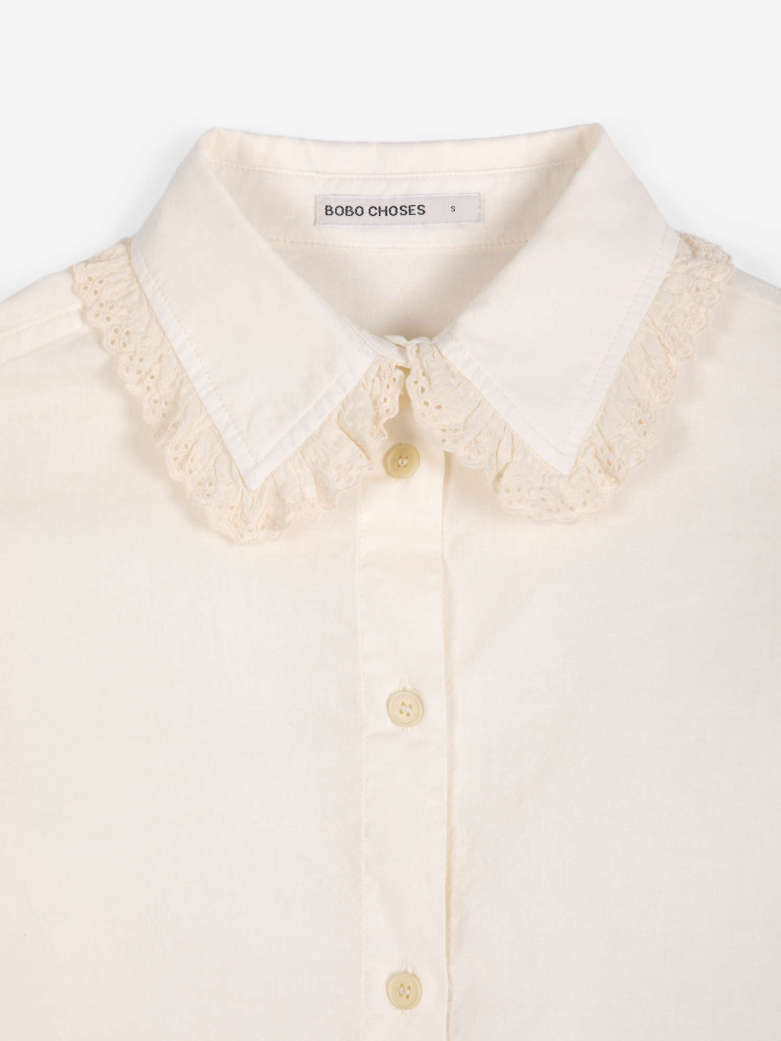 Lace Ending Poplin Shirt - Off White