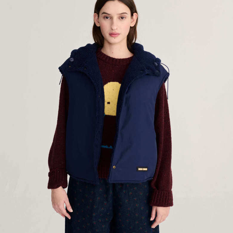 Bobo Reversible Nylon Vest - Navy Blue