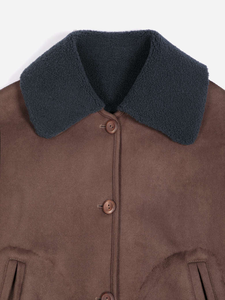 Reversible Soft Sherpa Jacket - Dark Brown