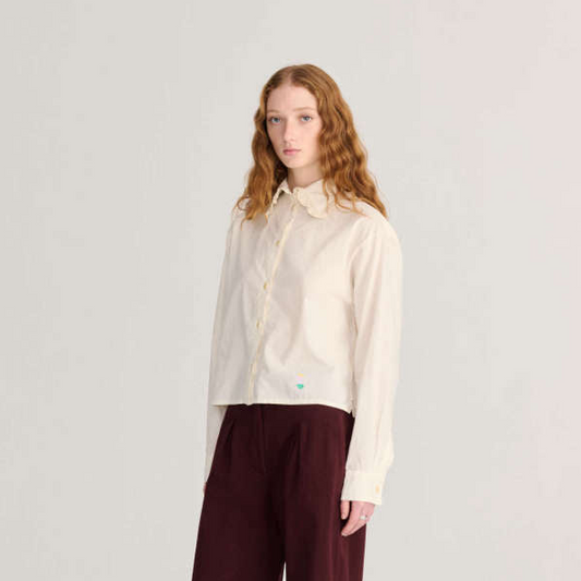 Lace Ending Poplin Shirt - Off White