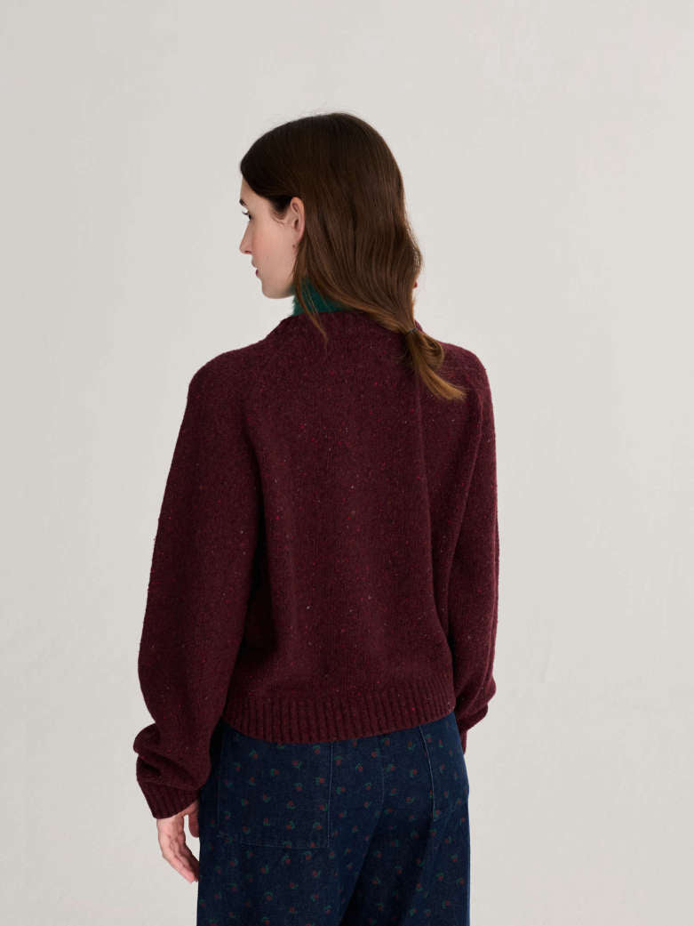 Pixel Abduction Jacquard Wool Blend Jumper - Burgundy