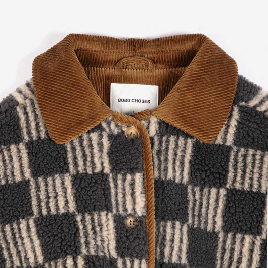 Almost Moire All Over Sherpa Jacket - Beige