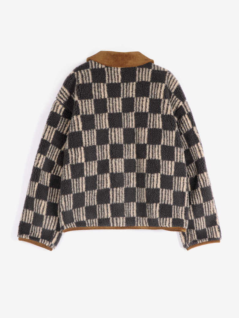 Almost Moire All Over Sherpa Jacket - Beige