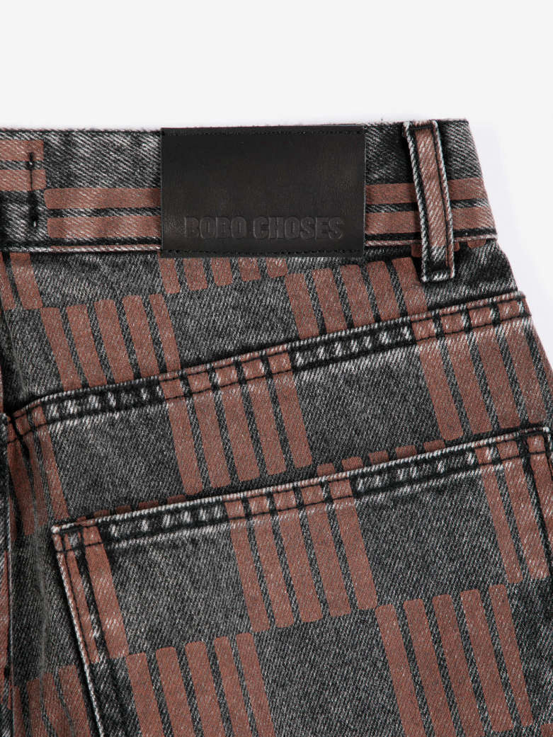 Almost Moire All Over Mom Fit Jeans - Dark Grey