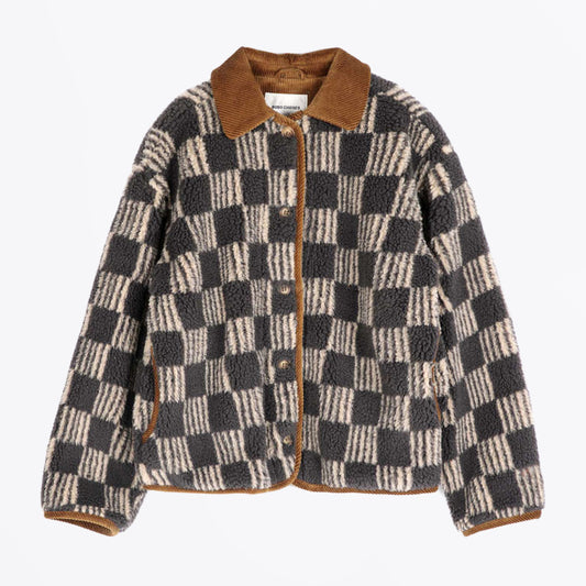 Almost Moire All Over Sherpa Jacket - Beige
