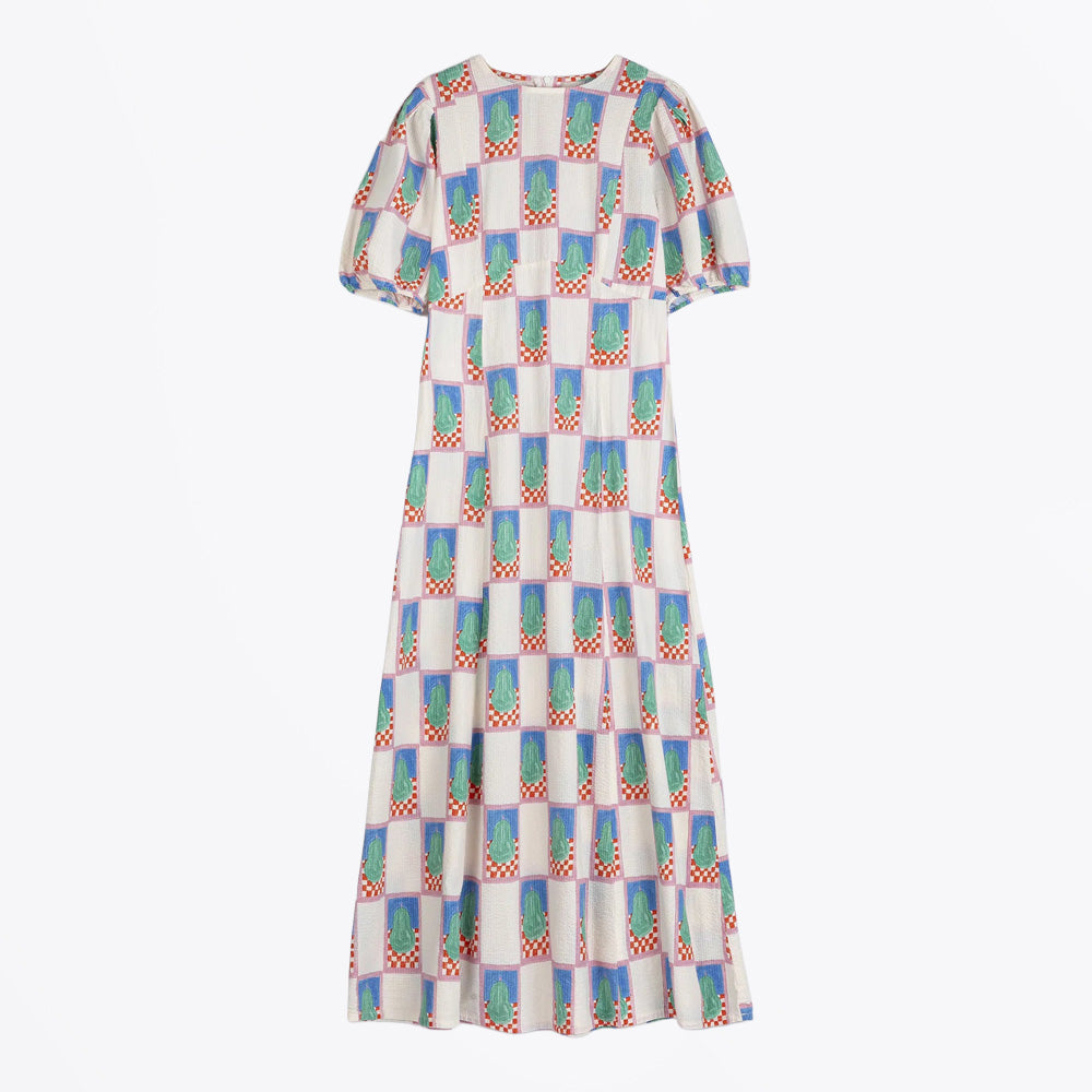 Bobo Simple Pear Pattern Puff Sleeve Dress - Multicolour