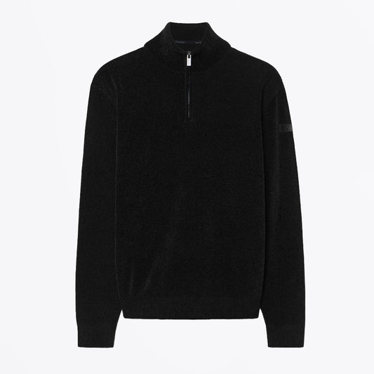 Velvet Half Zip Knit - Black