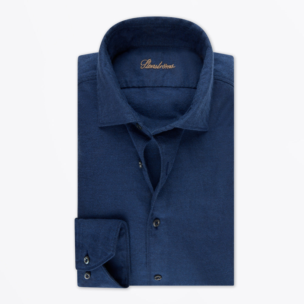 Stenstroms Regular Flannel Shirt - Dark Blue