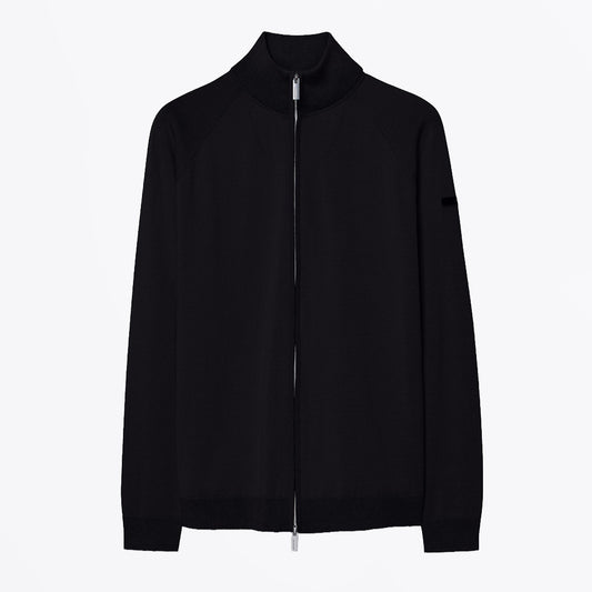 New Amos Cotton Full Zip Knit - Black