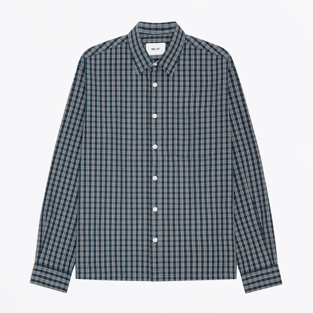 NN07 Deon Checkered Organic Cotton Shirt - Navy Check
