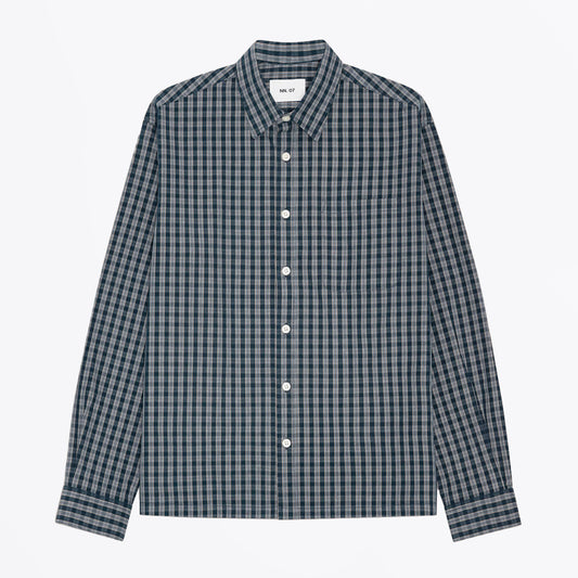 Deon Checkered Organic Cotton Shirt - Navy Check