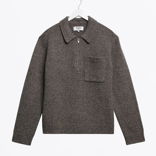 Alpha Zip L/S Polo - Twist Fleck Wool