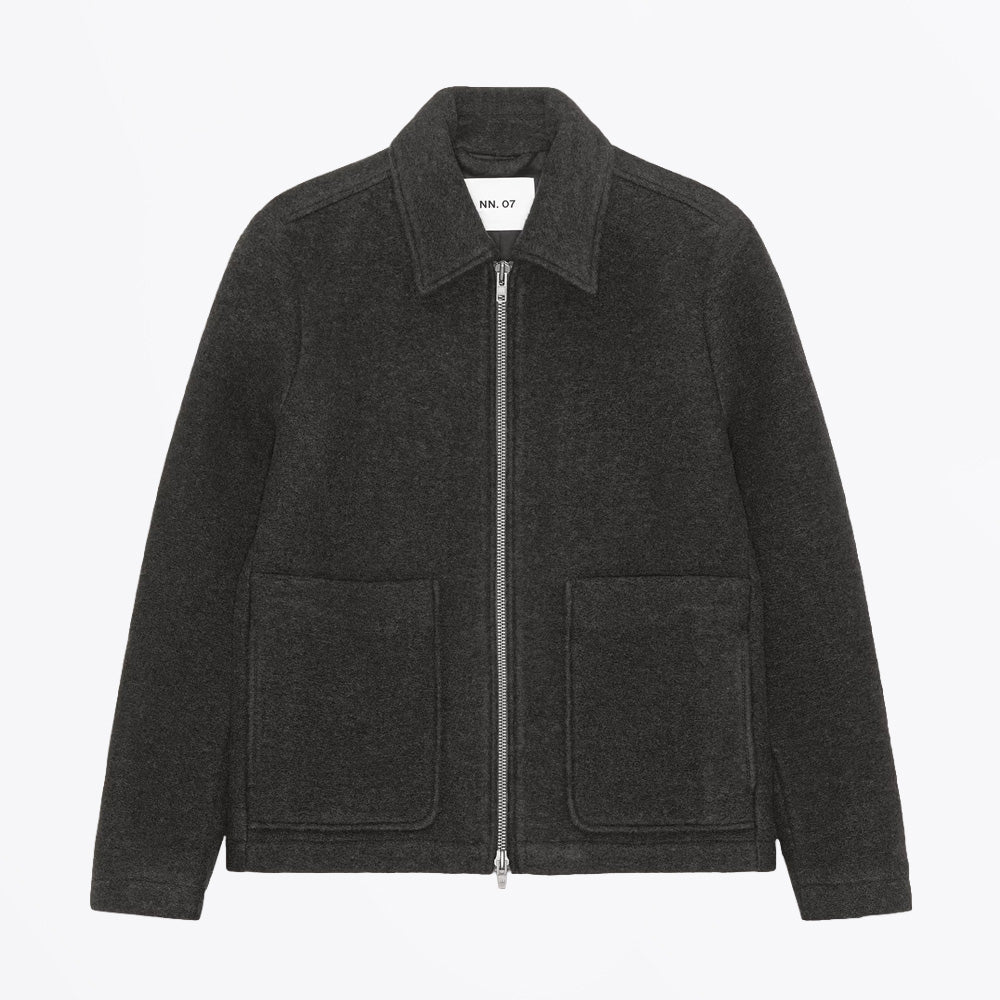 NN07 Gael Wool Check Jacket - Dark Army