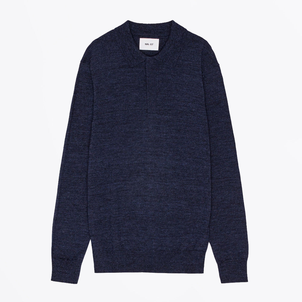 NN07 Emerson Lightweight Merino Wool Polo - Navy Blue