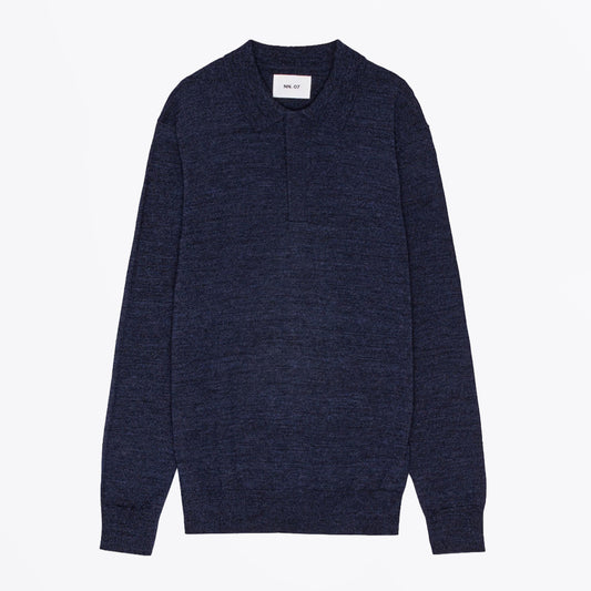 Emerson Lightweight Merino Wool Polo - Navy Blue