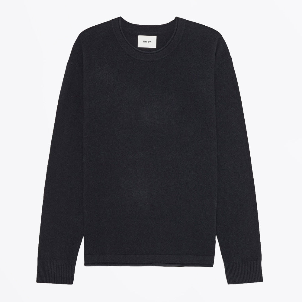 NN07 Sammy Knitted Crew Neck Wool Sweater - Navy Melange