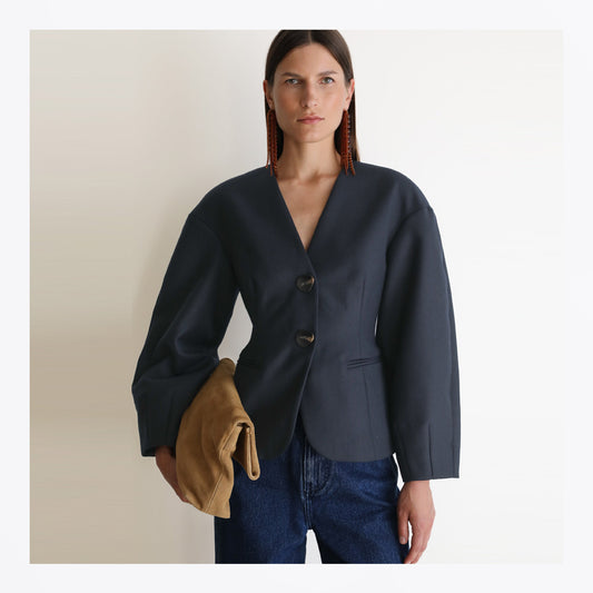 Sophia Sculptural Blazer - Navy
