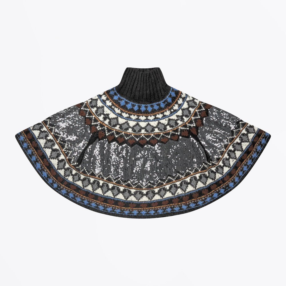 Munthe Verst Knitted Poncho - Mix Black