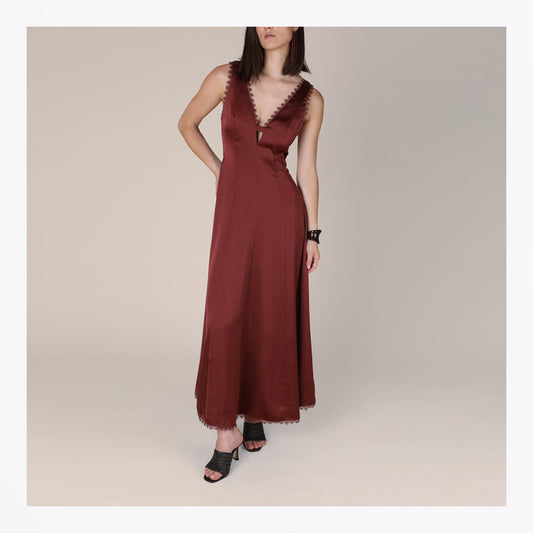 Isidora Lace Trim Dress - Brown