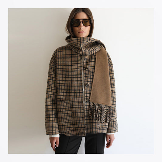 Quinn Double Faced Check Scarf Jacket - Check