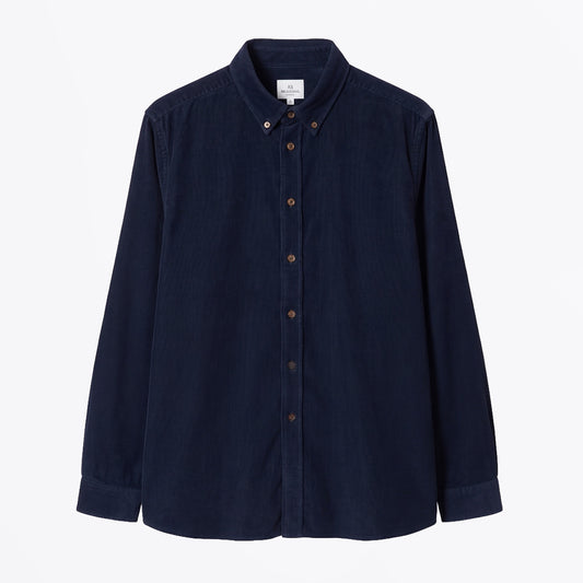 Regular Fit Fit Cord Button Down Shirt - Dark Navy