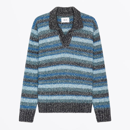 Erling Textured Bouclé Polo - Navy Multi