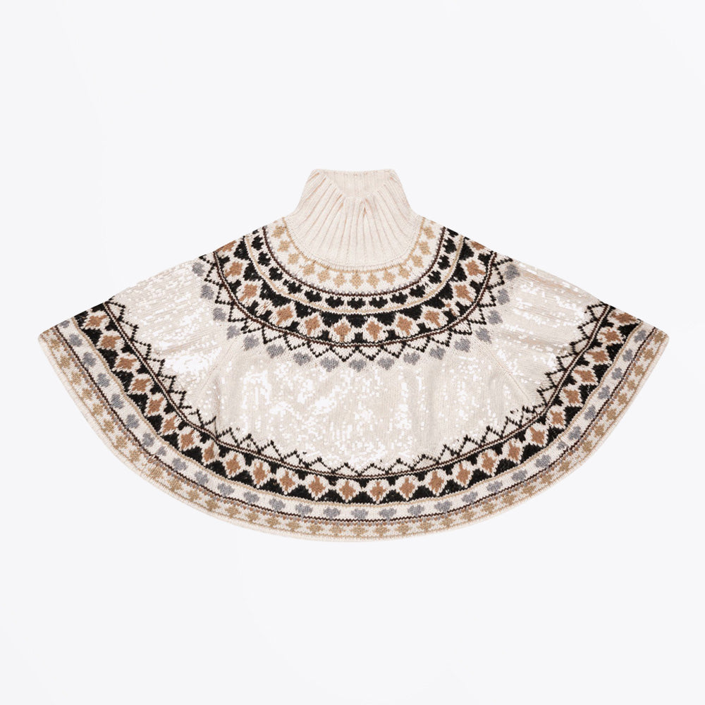 Munthe Verst Knitted Poncho - Mix Creme