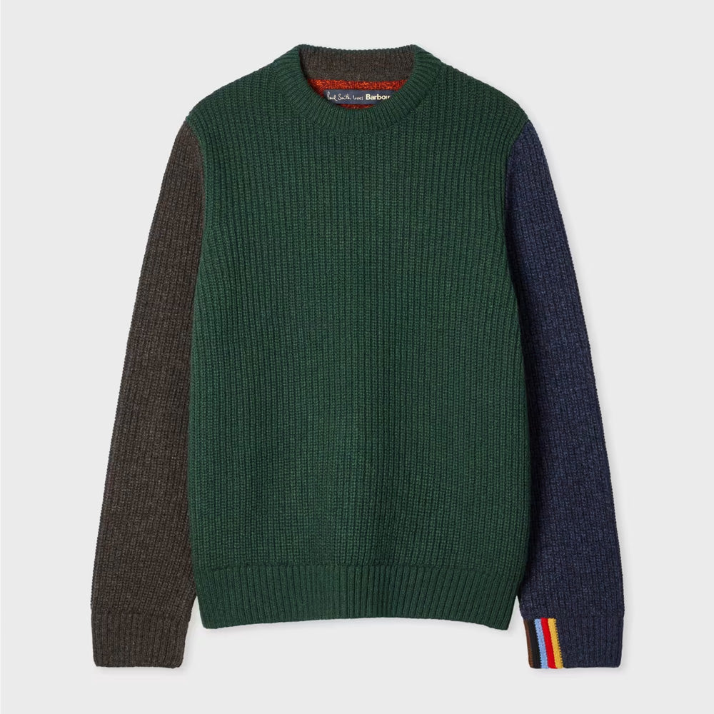 Paul Colourblock Tyne Jumper - Bottle Green