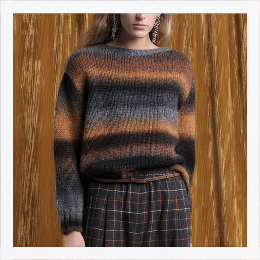 Striped Knitted Sweater - Steel