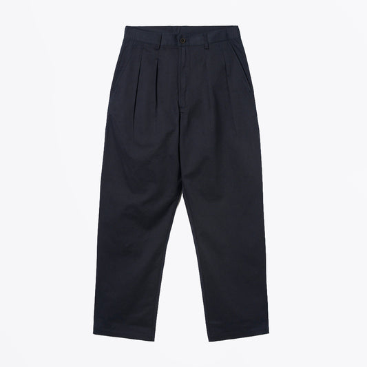 Double Pleat Twill Pant - Navy
