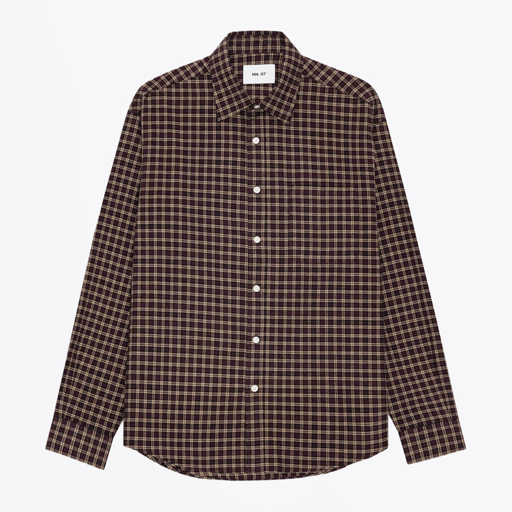 NN07 Deon Casual Flannel Shirt - Bordeaux Check