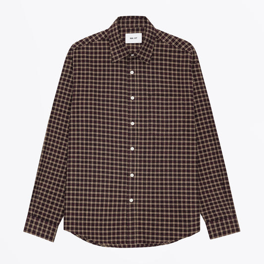 Deon Casual Flannel Shirt - Bordeaux Check