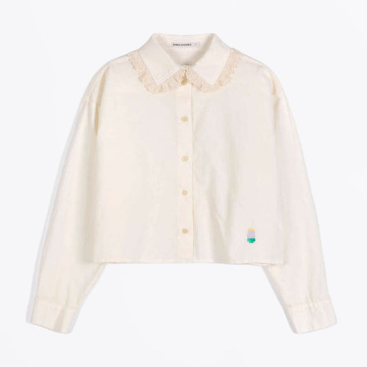 Lace Ending Poplin Shirt - Off White