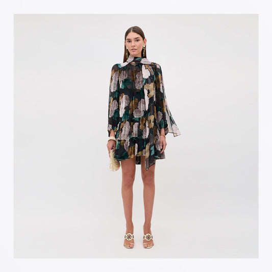 Anaya Hydrangea Floral Dress - Charcoal