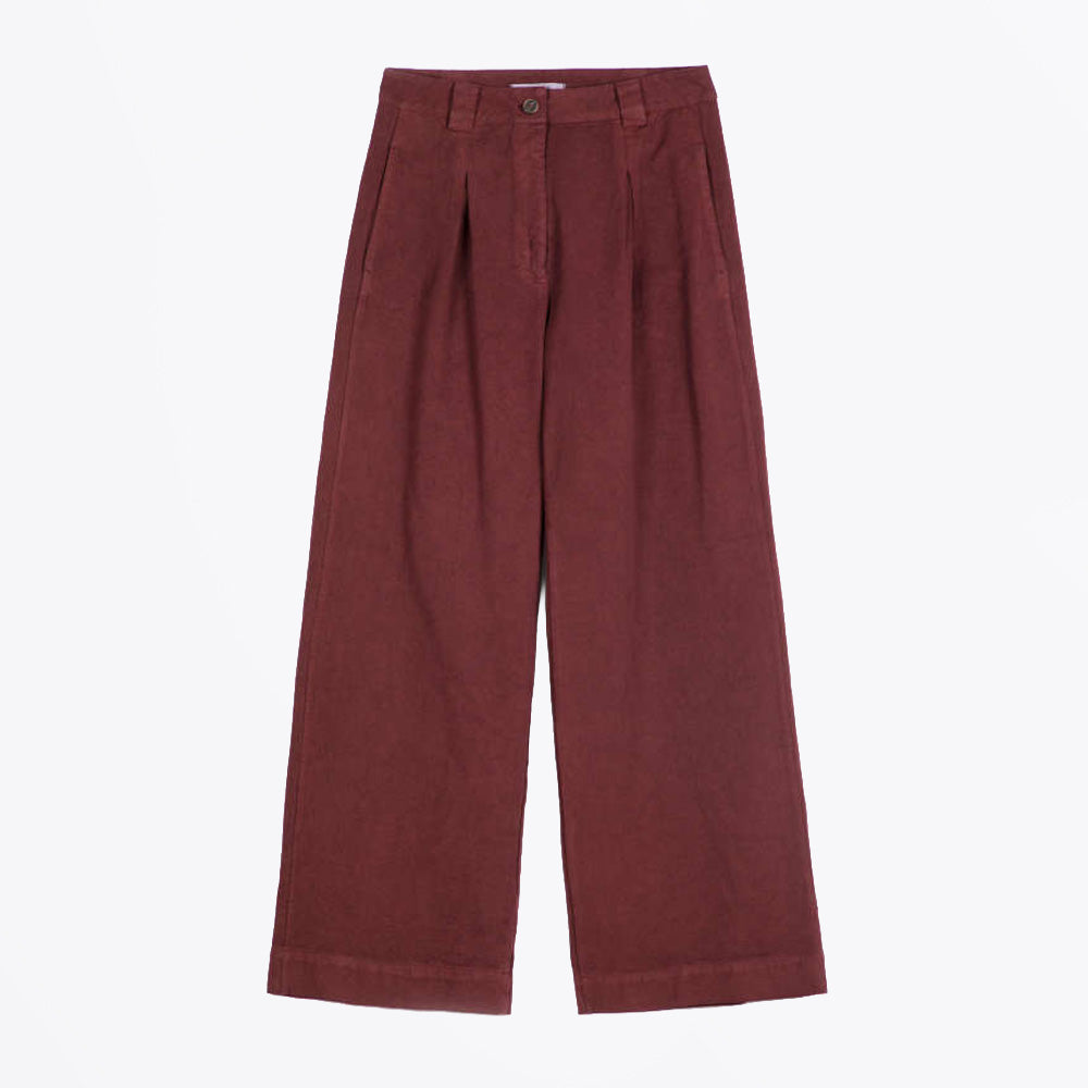 Bobo Pleated Twill Wide-Leg Pants - Dark Brown