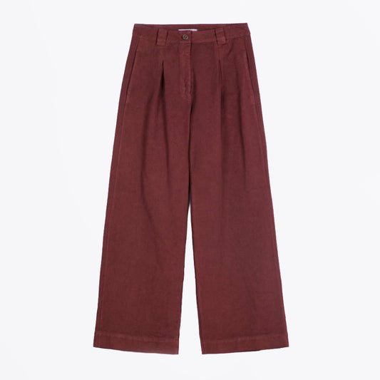 Pleated Twill Wide-Leg Pants - Dark Brown