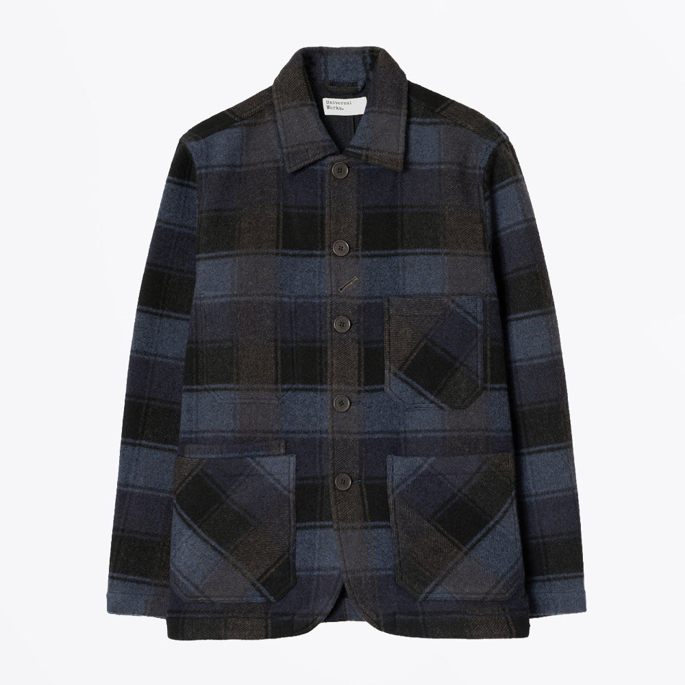 Universal Berlin Wool Check OG Bakers Jacket - Navy/Brown